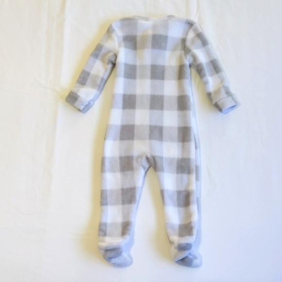 baby mode fluffy gingham fleece zipper footie sleeper pajamas 3-6 months baby - Picture 6 of 6
